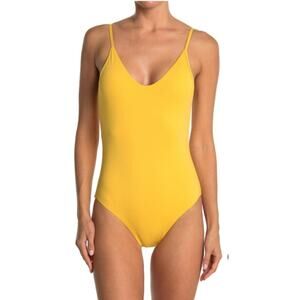 BECCA Scoop Neck One-Piece Modest Swimsuit in Sunflower, Size Medium, NWT